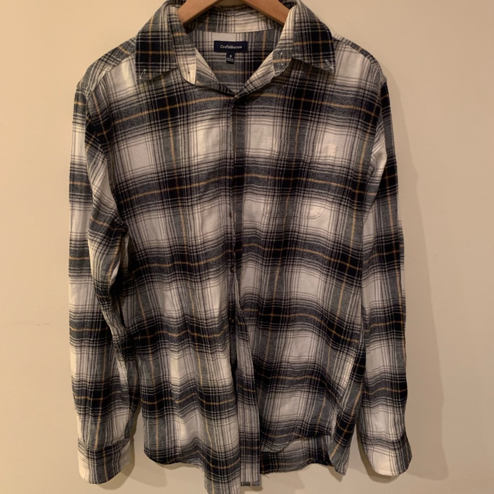 Croft & Barrow Flannel - blue, white, gold - S